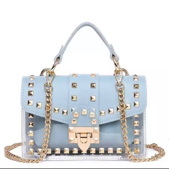 Handbags - Blue Studded Crossbody Bag